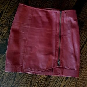 Leather Zip Front Mini Skirt